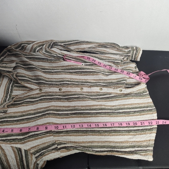 Columbia Striped Cotton Rouched Long Sleeve Button up shirt, women's XL - Picture 6 of 7